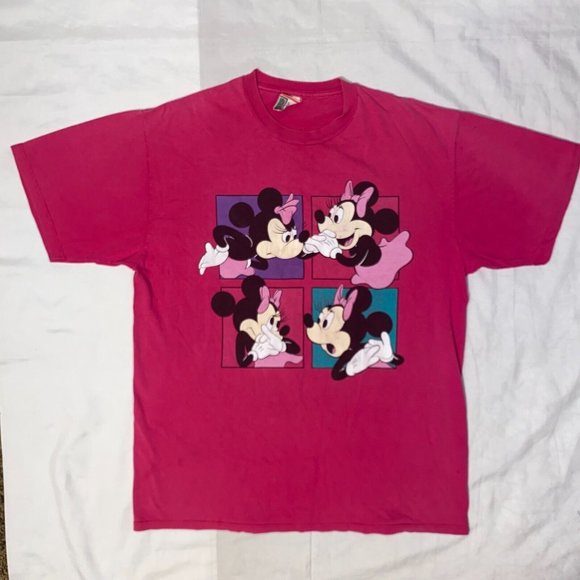 Vintage Disney Design Minnie Mouse Pink Graphic T-Shirt L-XL - Picture 1 of 9